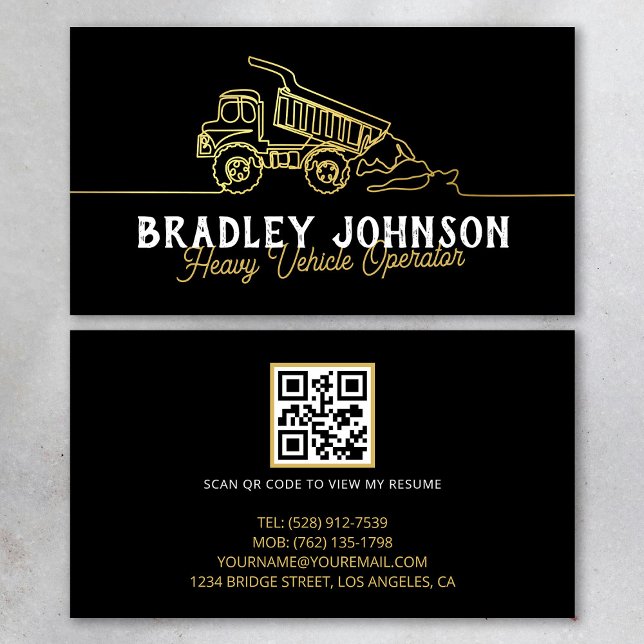 Schwarze moderne QR-Code Visitenkarten für Schwerf Visitenkarte (Von Creator hochgeladen)