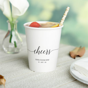 Schwarze moderne Schrift-Lettering Prost Party Pappbecher