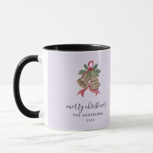 Schwarze moderne Schrift Weihnachts-Foto-Tasse Tasse