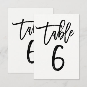 Schwarze moderne Schriftart Table Number 6 Einladung