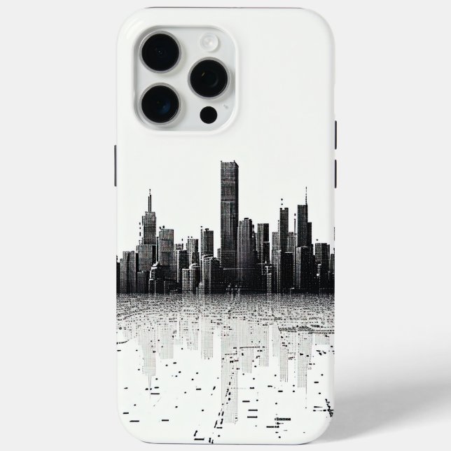 Schwarze moderne Stadtarchitektur Case-Mate iPhone Hülle (Rückseite)