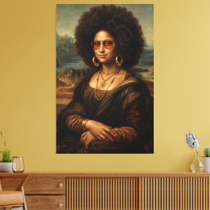 Schwarze Mona Lisa Afro 1970er Leinwanddruck