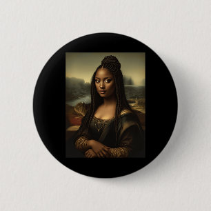 Schwarze Mona Lisa Afroamerikanischer Schwarzer Ge Button