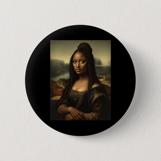 Schwarze Mona Lisa Afroamerikanischer Schwarzer Ge Button (Vorderseite)
