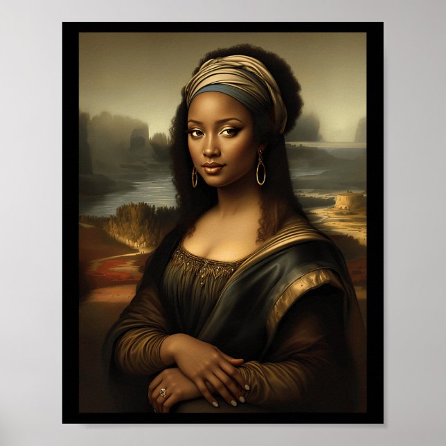 Schwarze Mona Lisa Afroamerikanischer Schwarzer Ge Poster (Vorne)