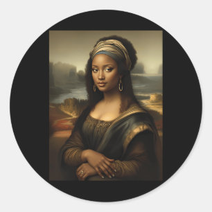 Schwarze Mona Lisa Afroamerikanischer Schwarzer Ge Runder Aufkleber