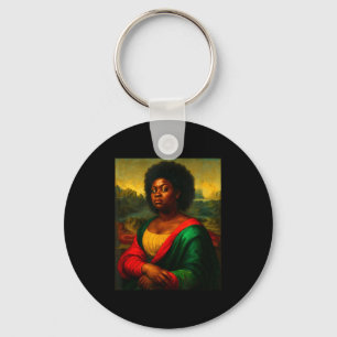 Schwarze Mona Lisa Seitenblick Afro Frau Schwarze Schlüsselanhänger