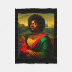 Schwarze Mona Lisa Seitwärtsblick Afro Frau Schwar Fleecedecke