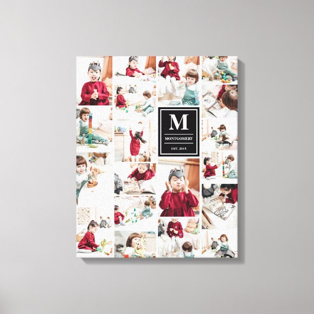 Schwarze Monogramm 19 Bilder FotoCollage Leinwanddruck (Vorderseite)