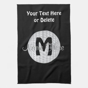 Schwarze Monogramm-Golf-Tücher, Ihr Name, FARBEN Geschirrtuch