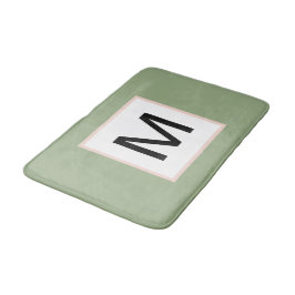 Schwarze Monogramm-Sage Grün und Blush Badematte