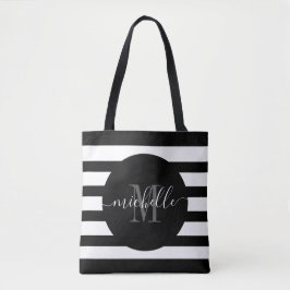 Schwarze Monogramm Script Calligraphie Moderner St Tasche