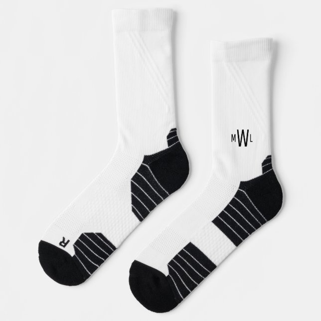 Schwarze Monogramm-weiße Socken (Links)