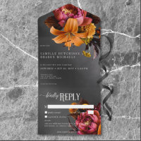 Schwarze Moody Gothic Orange Lilien Hochzeit Kein