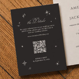 Schwarze Moody-Hochzeitsdetails-QR-Code Begleitkarte