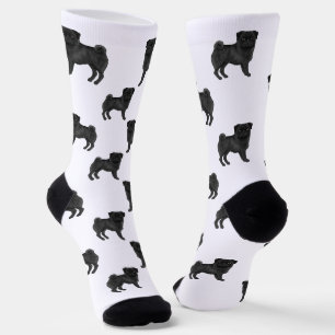 Schwarze Mops-Hund Mops Design Süßes Cartoon-Hund- Socken