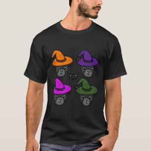 Schwarze Mops mit Hexenhüten und Spider Friends Pa T-Shirt