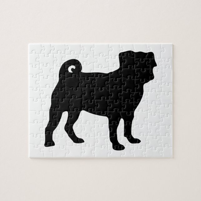 Schwarze Mops-Silhouette - einfacher vektorentwurf (Horizontal)