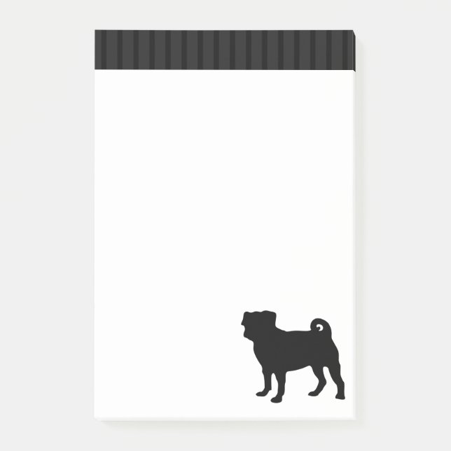 Schwarze Mops-Silhouette - einfacher vektorentwurf Post-it Klebezettel (Vorderseite)