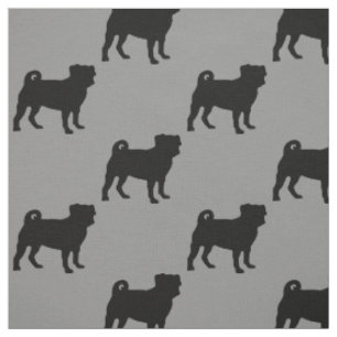 Schwarze Mops-Silhouette - einfacher vektorentwurf Stoff