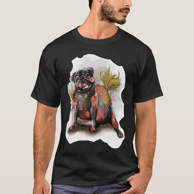 Schwarze Mopsbirne T-Shirt (Vorderseite)