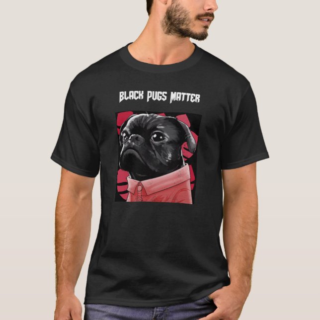 Schwarze Möpsen Matter93 T-Shirt (Vorderseite)
