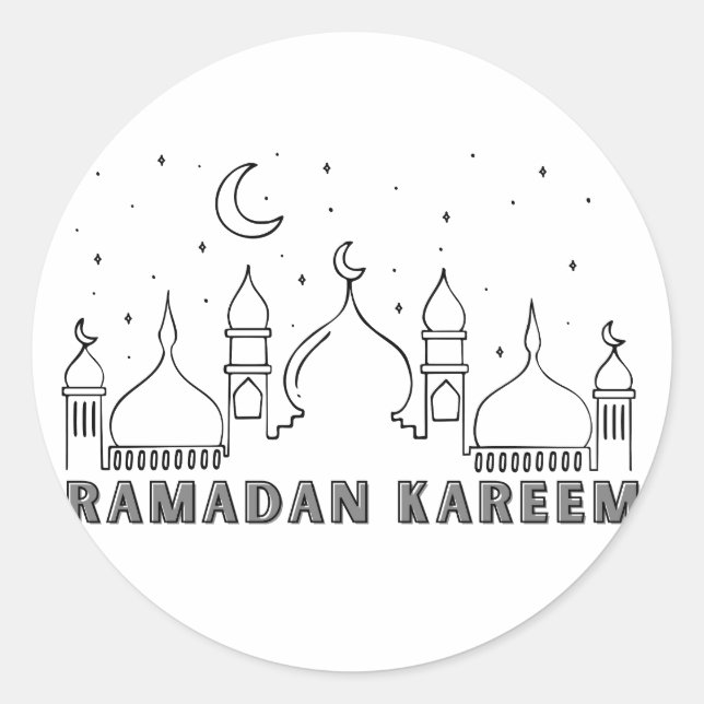 Schwarze Moschee Ramadan Kareem Runder Aufkleber (Vorderseite)