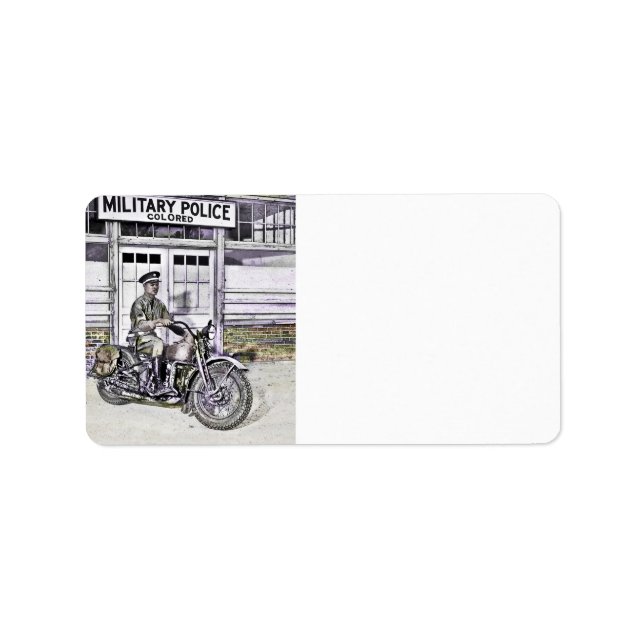 Schwarze Motorradpolizei 2 Adressaufkleber (Vorne)