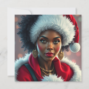 Schwarze Mrs. Claus Melanin Santa Sista Weihnachte Feiertagskarte