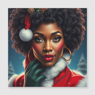 Schwarze Mrs. Claus Melanin Santa Sista Weihnachte Magnetkarte