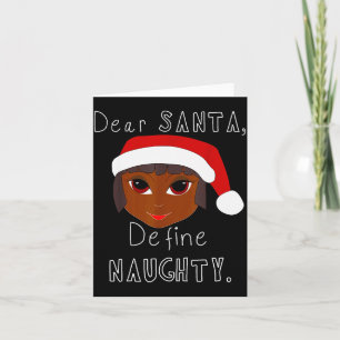 Schwarze Mrs Claus Santa definiert unartig Schwarz Karte