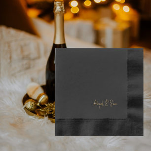 Schwarze Münzen-Cocktail-Goldfolie-Script-Namen Servietten Mit Folie