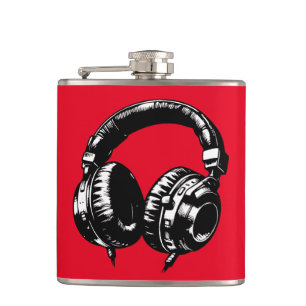 Schwarze Musik Kopfhörer DJ  Flachmann
