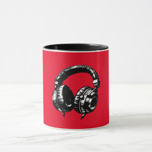 Schwarze Musik Kopfhörer DJ Tasse