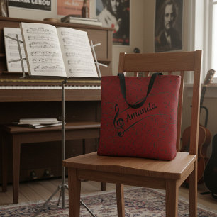 Schwarze Musikalische personalisierte Tragetasche Tasche