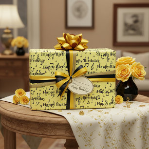 Schwarze Musikalisches Alles Gute zum Geburtstag Geschenkpapier