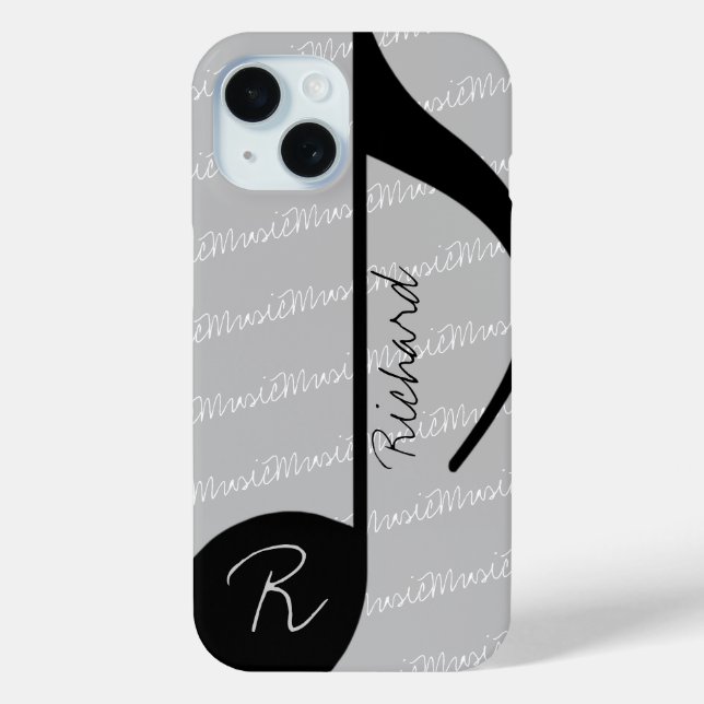Schwarze Musiknote mit individuelle Name Case-Mate iPhone Hülle (Rückseite)