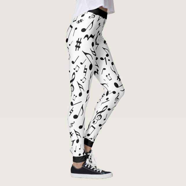 Schwarze Musiknoten auf Weiß oder Ihre Coole Leggings (Rechts)