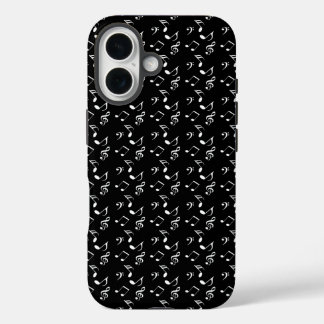schwarze Musiknoten iPhone 16 Hülle