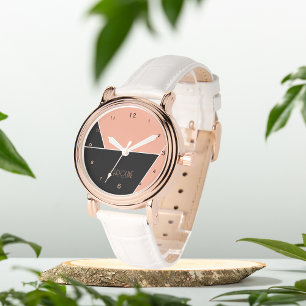 Schwarze Musterinitialen personalisiert eWatch Armbanduhr