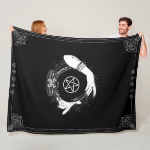 Schwarze mystische Wahrsagerin Mystische Kristallk Fleecedecke
