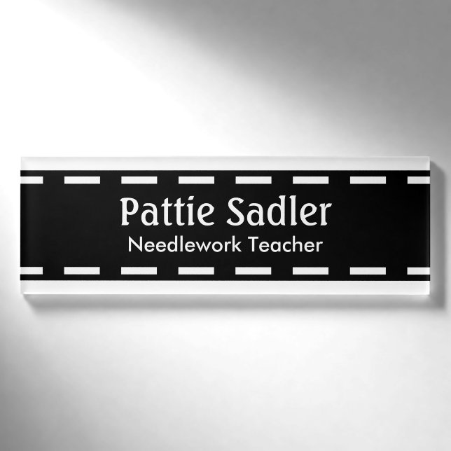 Schwarze Naht + Ihre Ideen Namenschild (Vorderseite)
