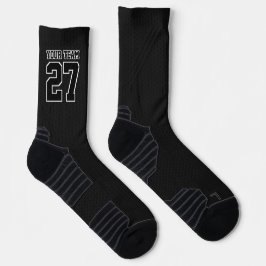 Schwarze Namen des Sportmannes gepunktete Basketba Socken