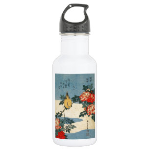 Schwarze-naped Oriole- und China-Rose (durch Trinkflasche