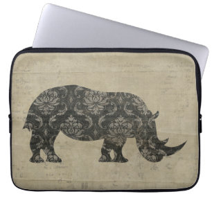 Schwarze Nashorn-Silhouette-Computer-Hülse Laptopschutzhülle