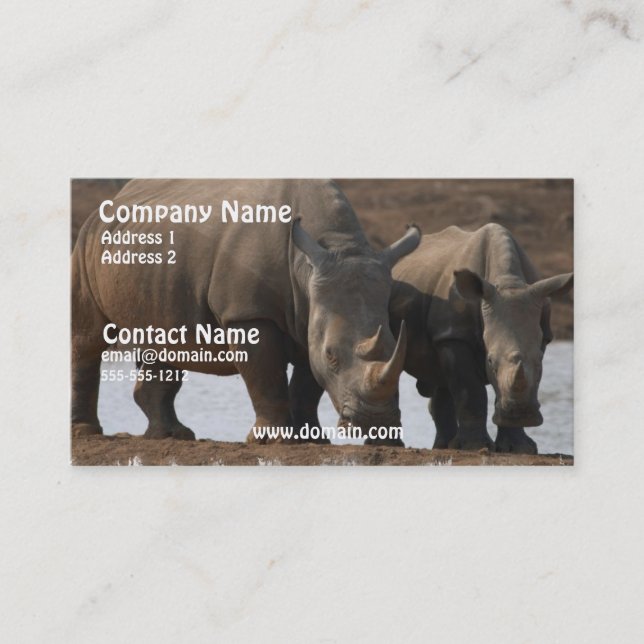 Schwarze Nashorn-Visitenkarte Visitenkarte (Vorderseite)