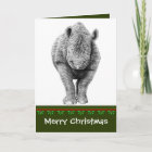 Schwarze Nashorn-Weihnachtskarte Feiertagskarte