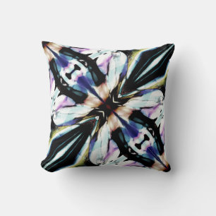 Schwarze Navy Pink Tan Gelb Abstrakte Blume Kissen
