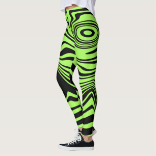 Schwarze Neon Grüne Streifen Leggings Ihre Farben