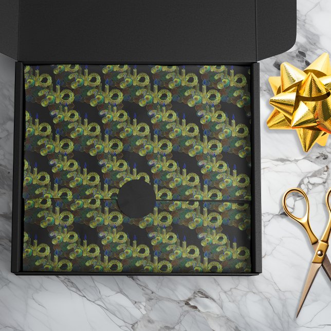 Schwarze Neonleuchte Xmas Kerze und Ornamente Seidenpapier (Von Creator hochgeladen)